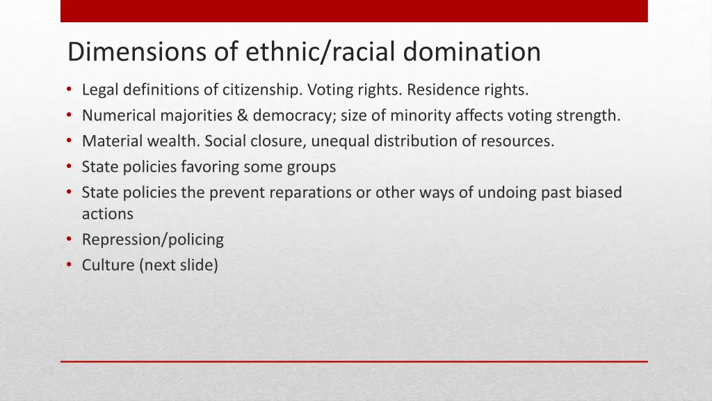 dimensions of ethnic racial domination