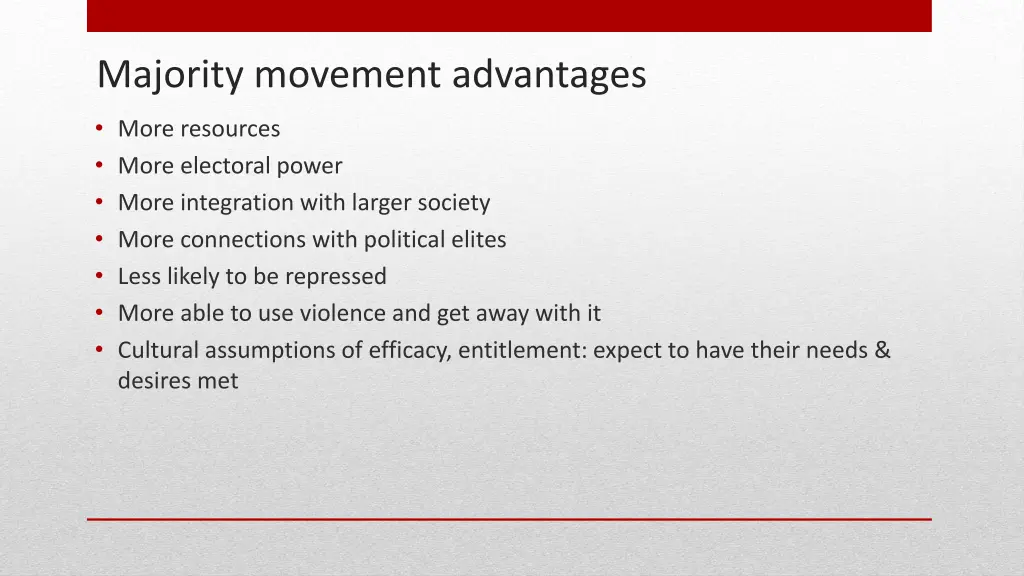 majority movement advantages