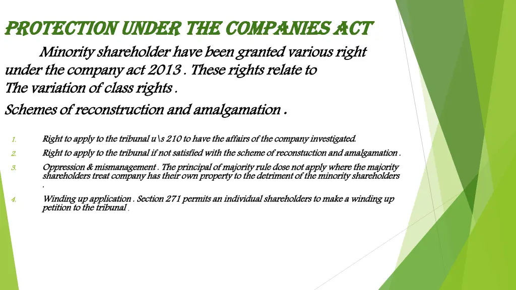 protection under the companies act protection