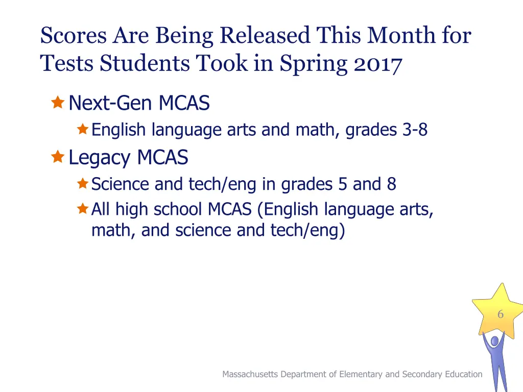 scores are being released this month for tests