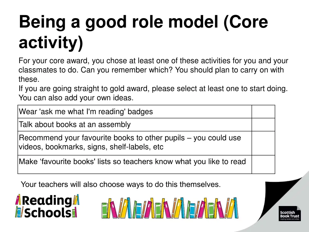 being a good role model core activity