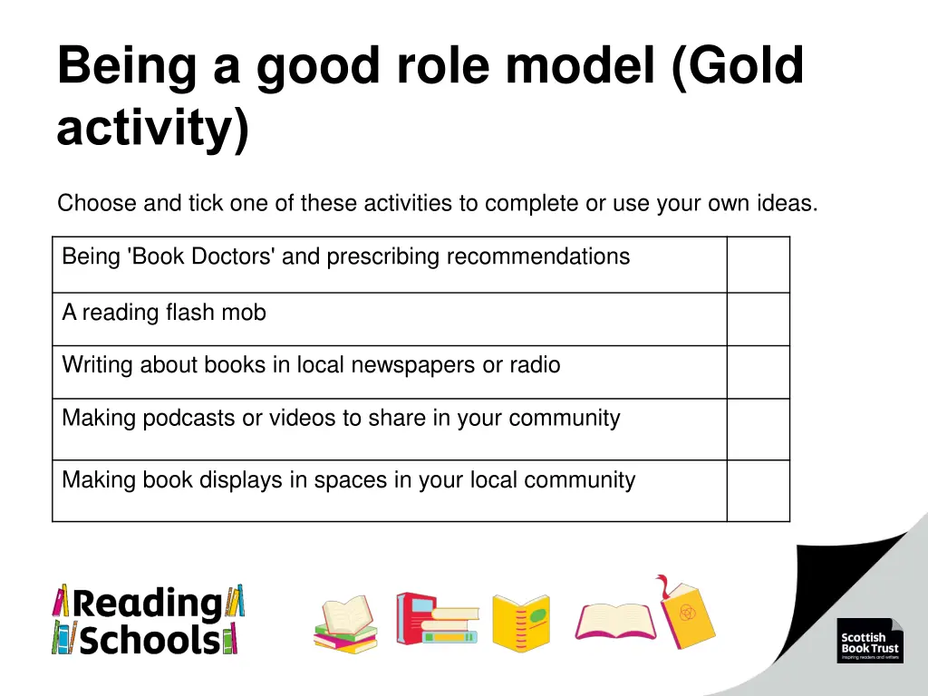 being a good role model gold activity