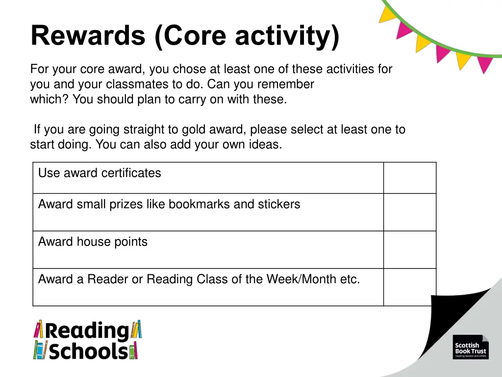 rewards core activity