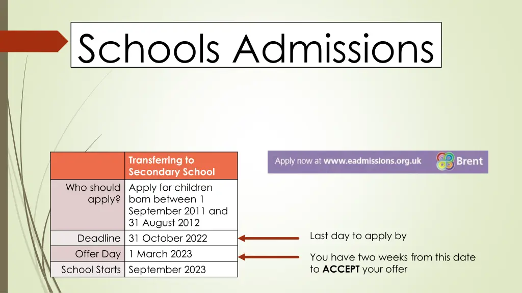 schools admissions