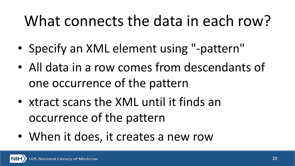 what connects the data in each row