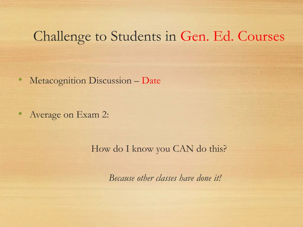 challenge to students in gen ed courses