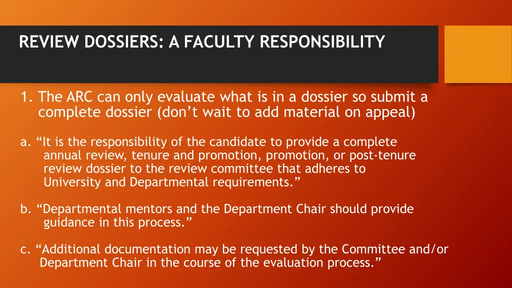 review dossiers a faculty responsibility