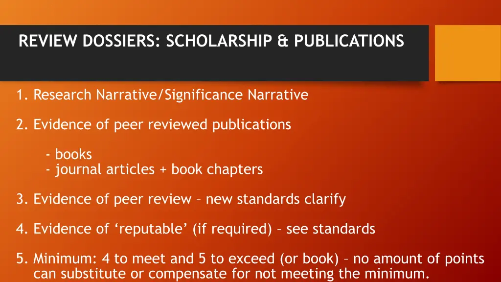 review dossiers scholarship publications