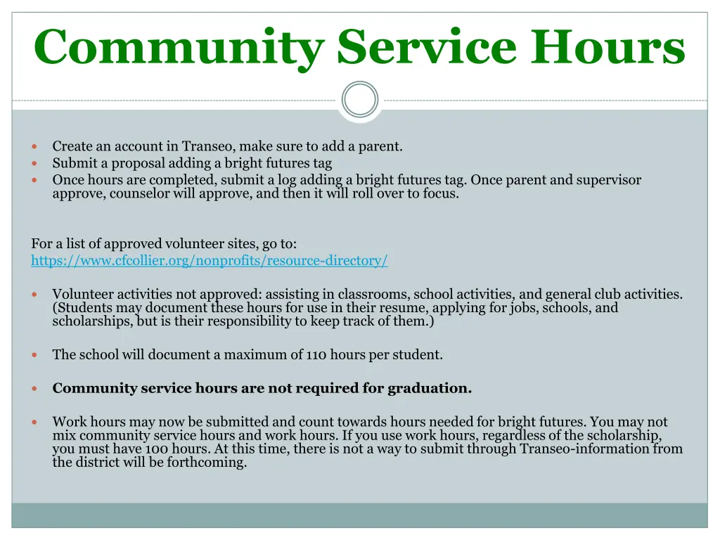 community service hours