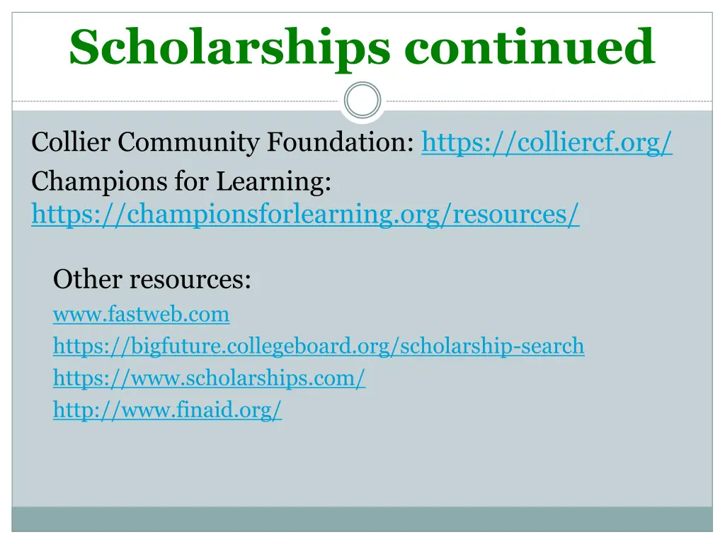 scholarships continued