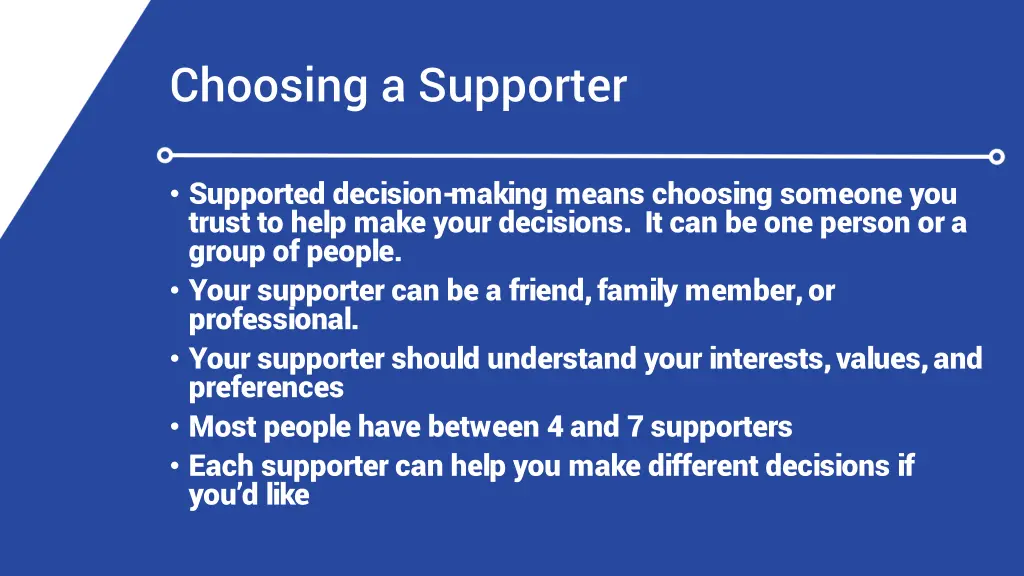 choosing a supporter