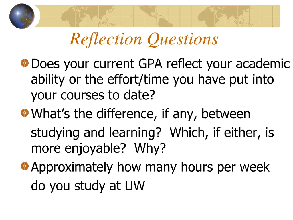 reflection questions