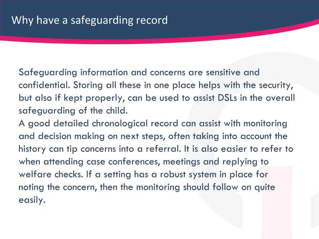 why have a safeguarding record