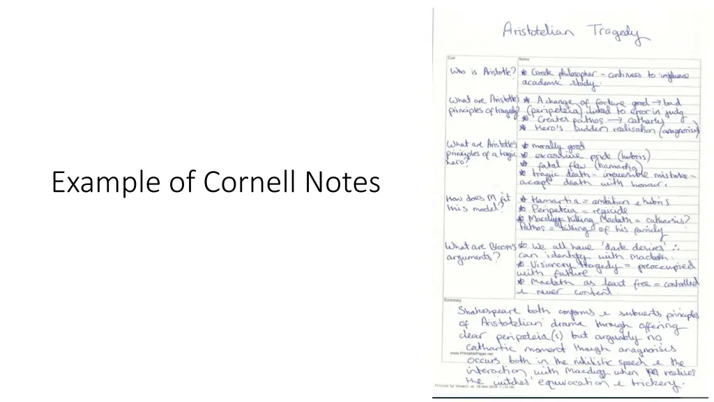 example of cornell notes