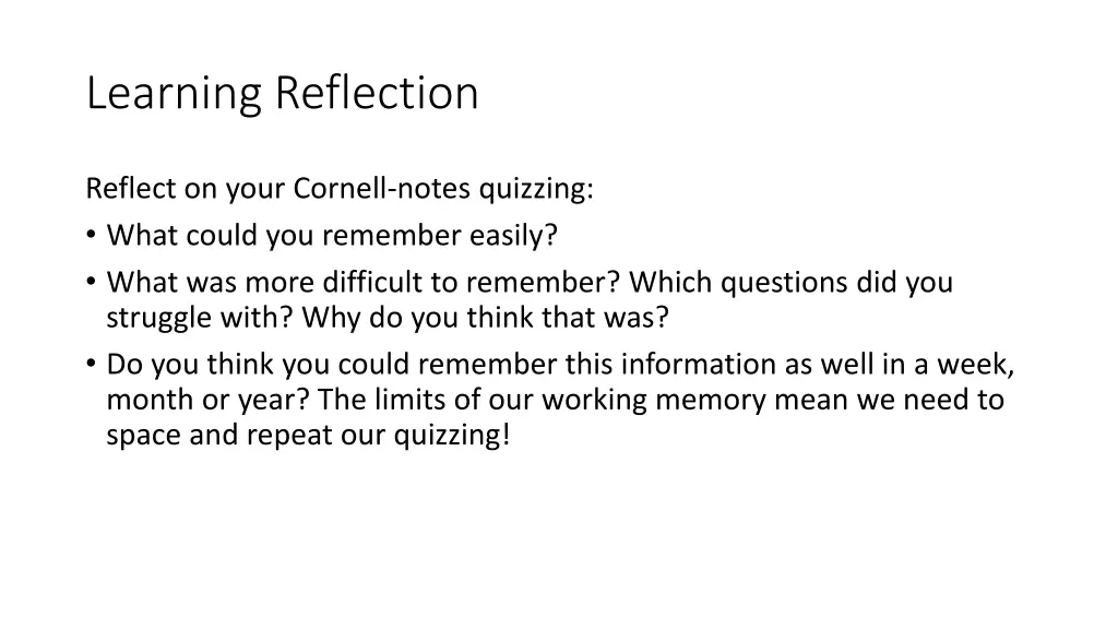 learning reflection