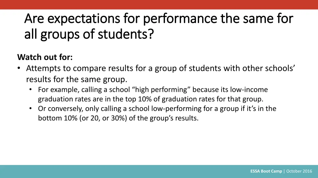 are expectations for performance the same 1