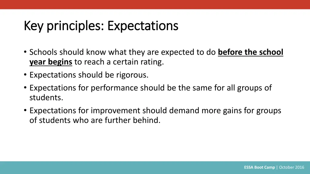 key principles expectations key principles