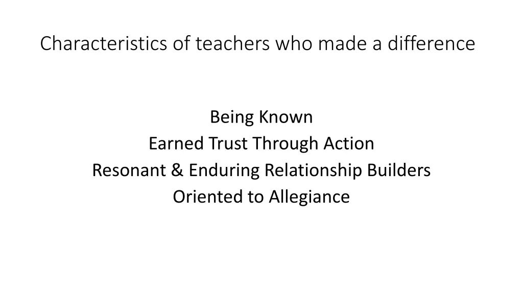 characteristics of teachers who made a difference