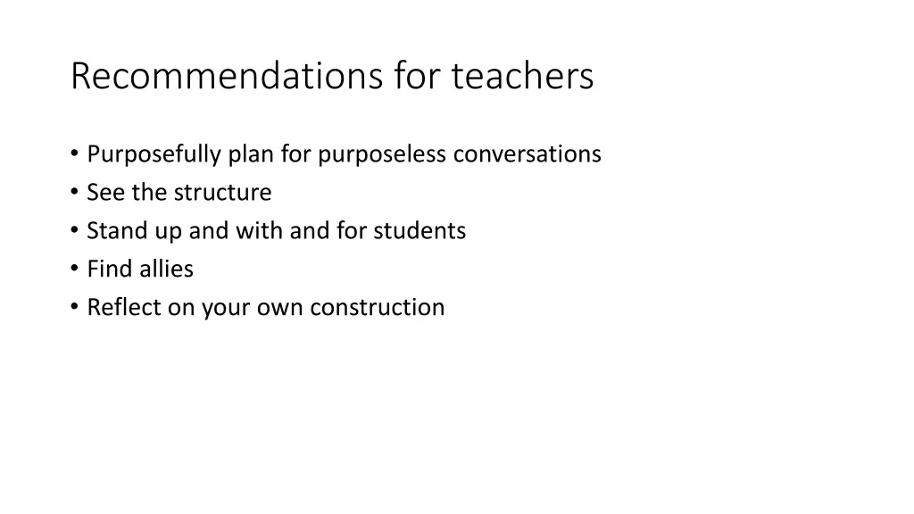 recommendations for teachers