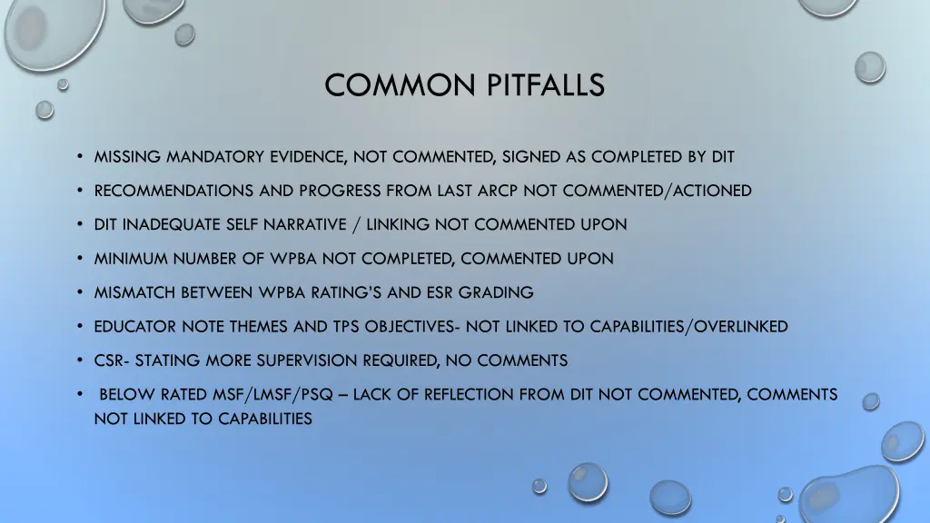 common pitfalls