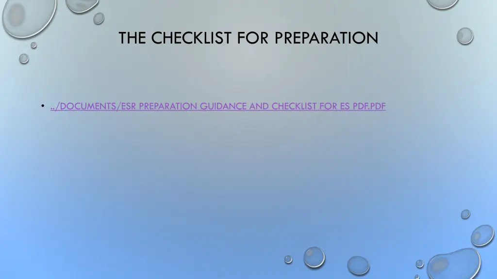 the checklist for preparation