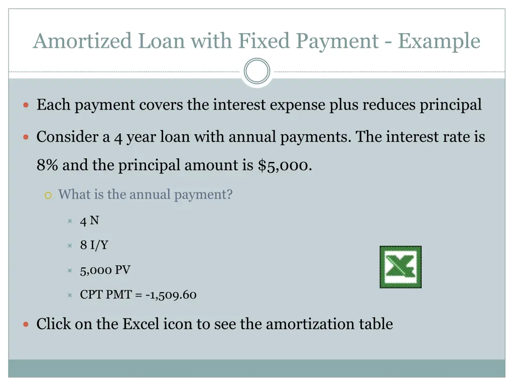 amortized loan with fixed payment example