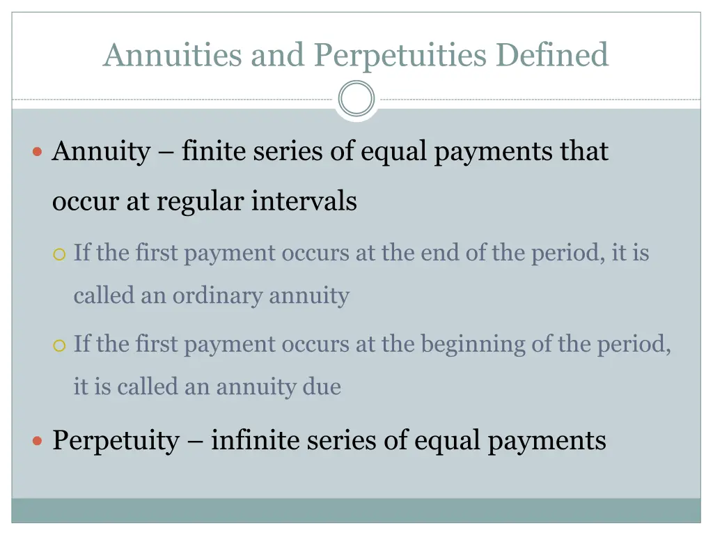 annuities and perpetuities defined