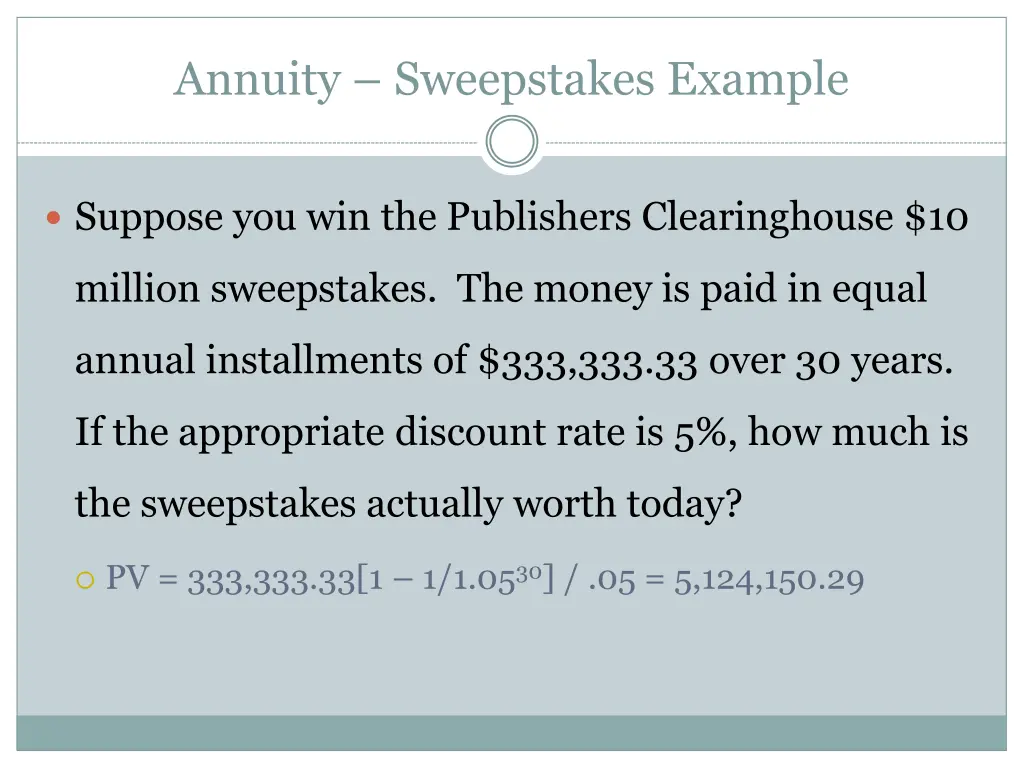 annuity sweepstakes example