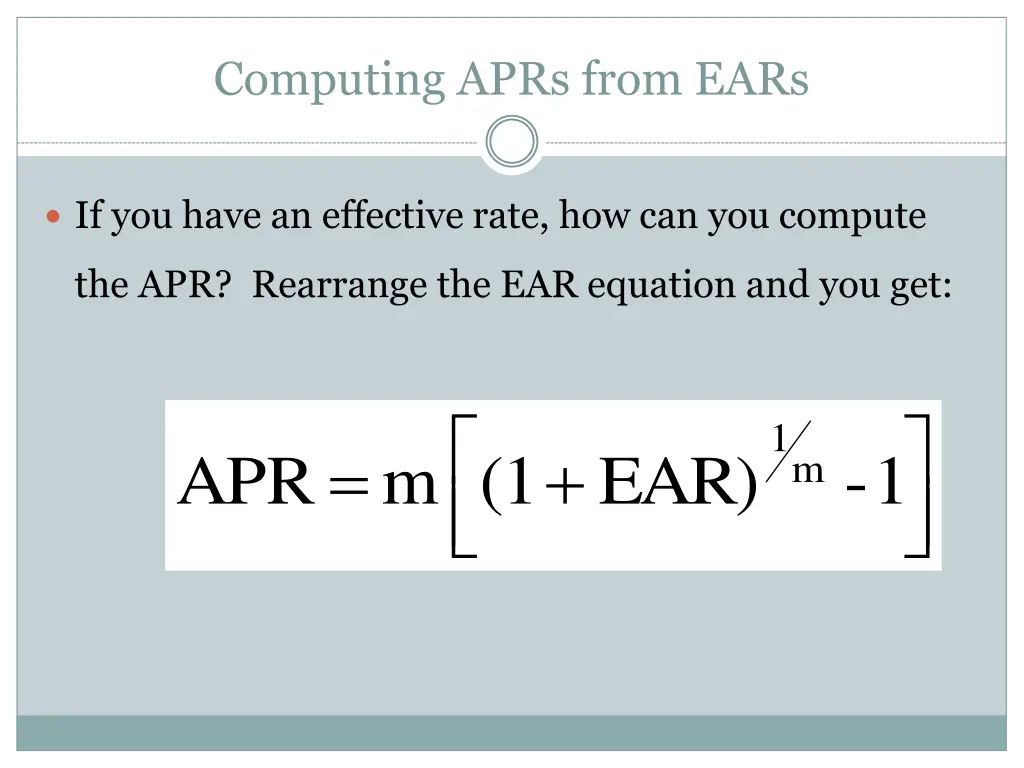 computing aprs from ears