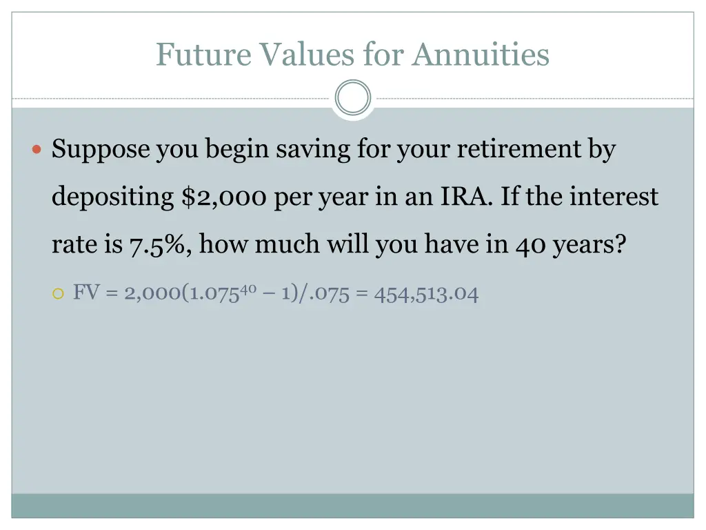 future values for annuities