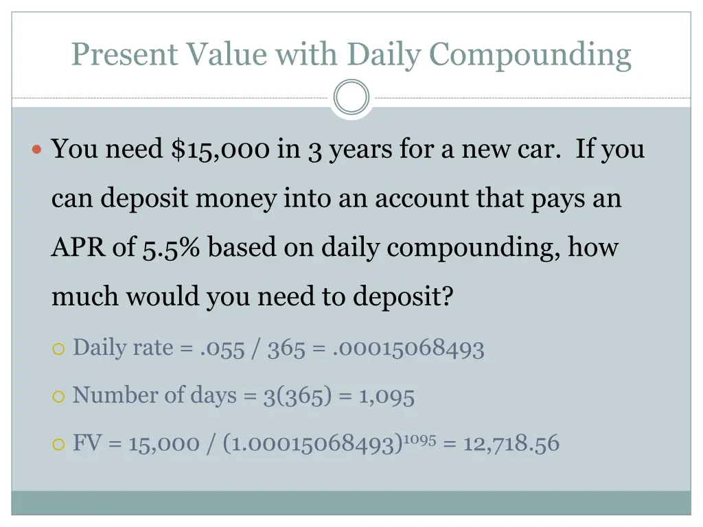 present value with daily compounding