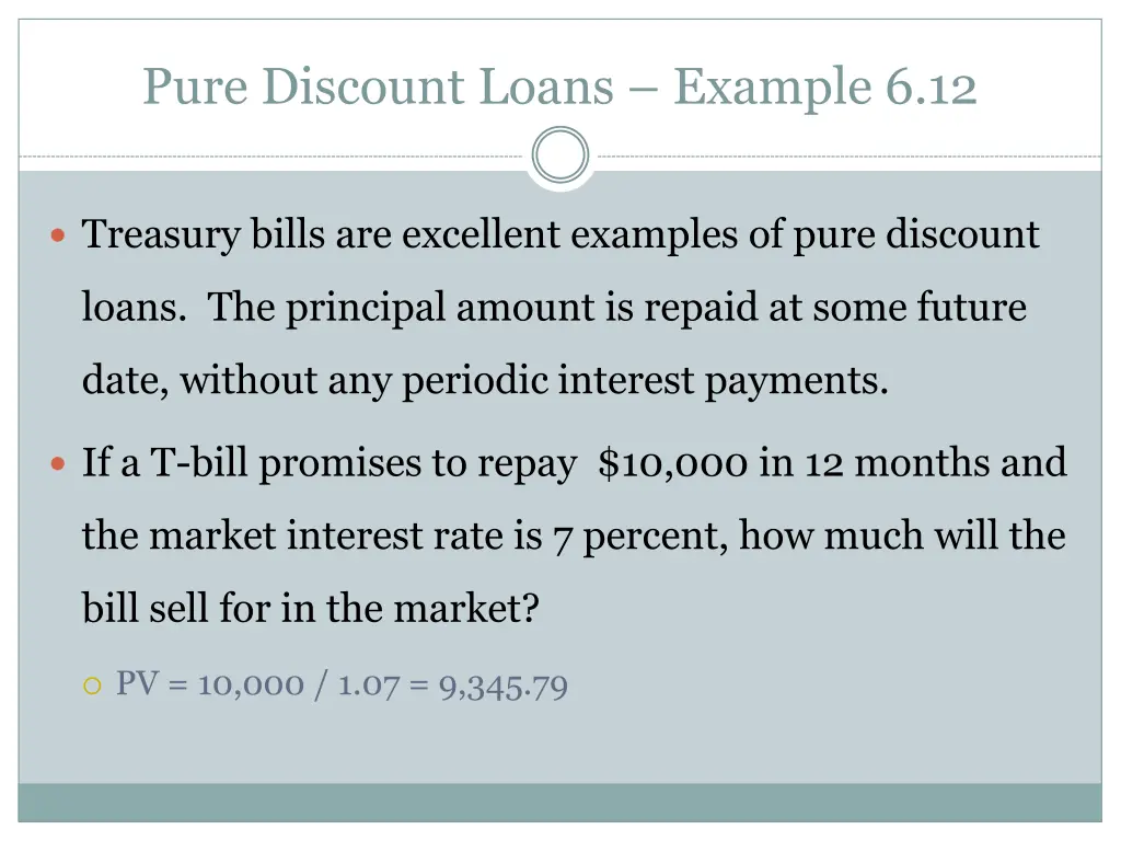 pure discount loans example 6 12