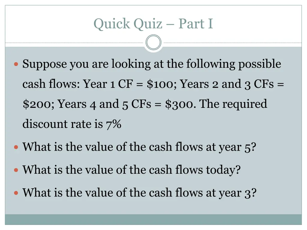 quick quiz part i