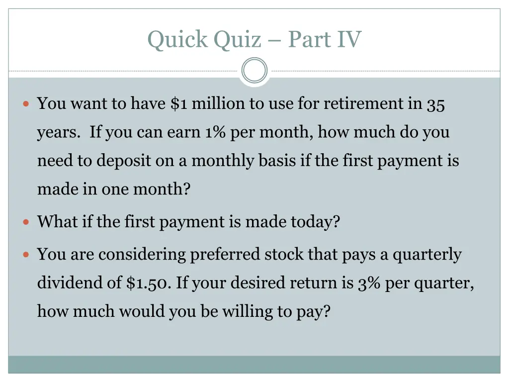 quick quiz part iv