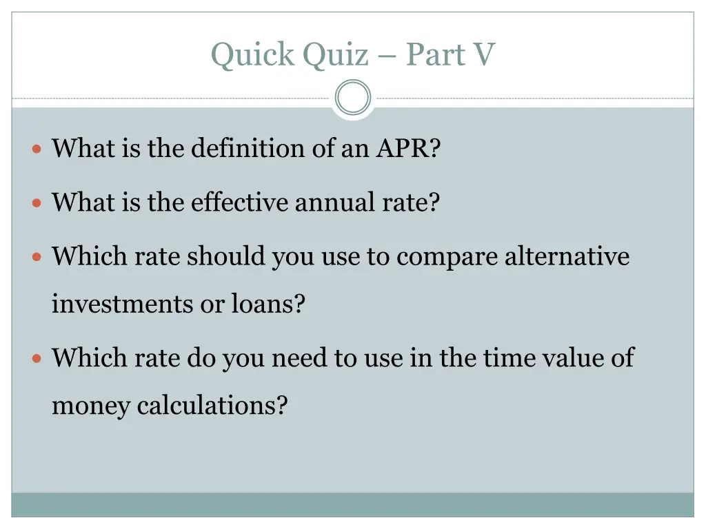 quick quiz part v