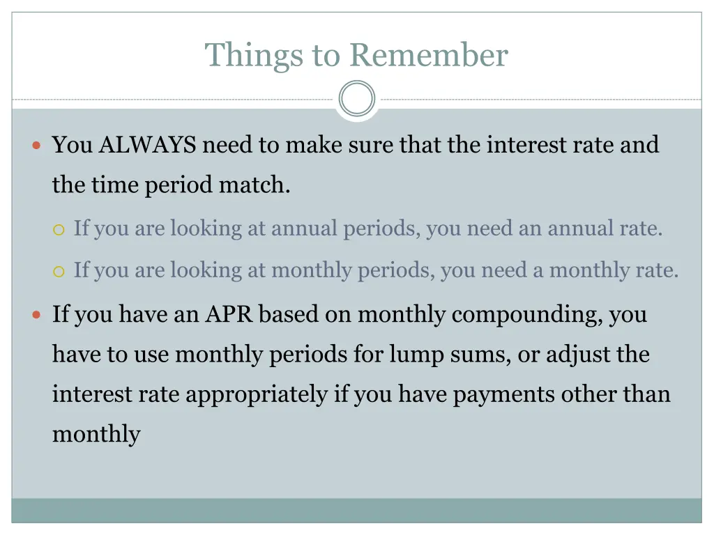 things to remember