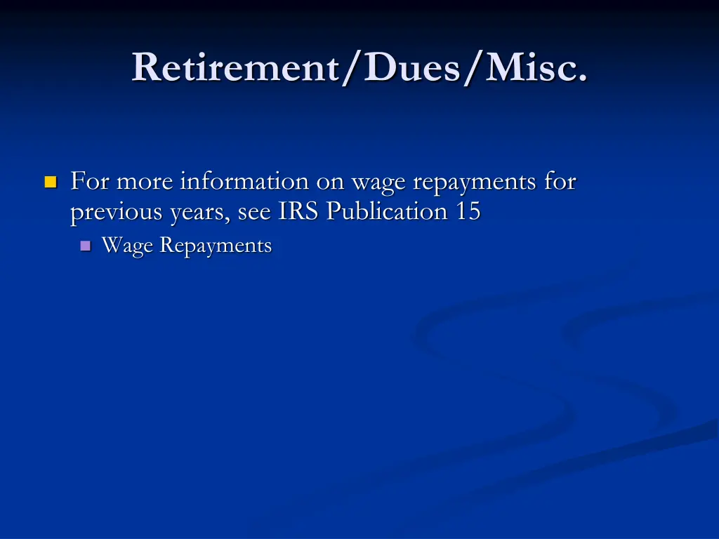 retirement dues misc 1