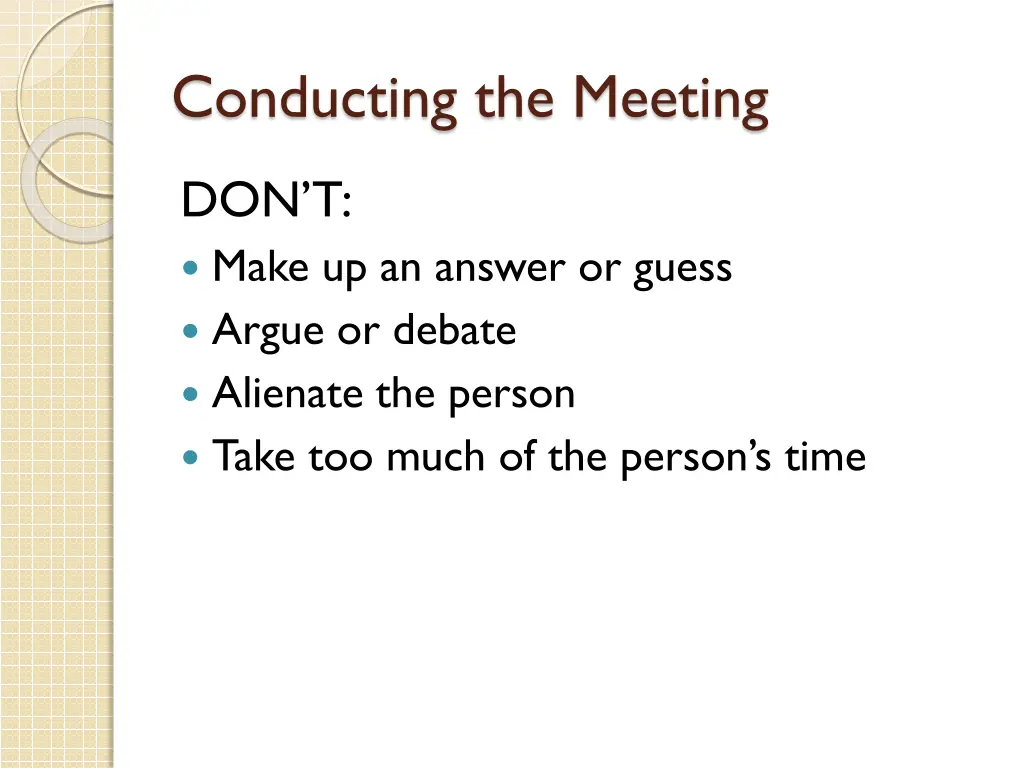 conducting the meeting