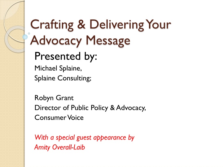 crafting delivering your advocacy message