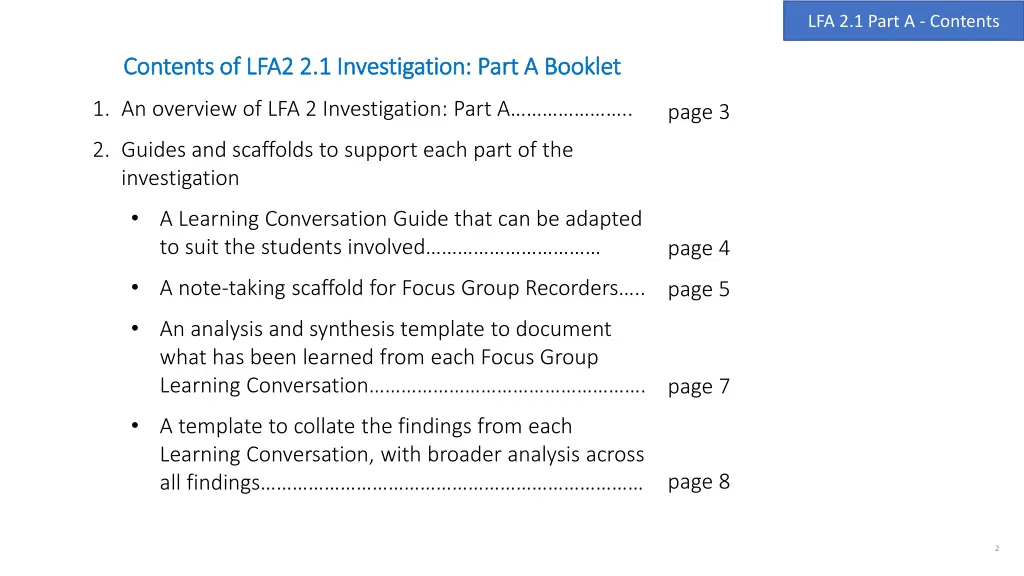 lfa 2 1 part a contents