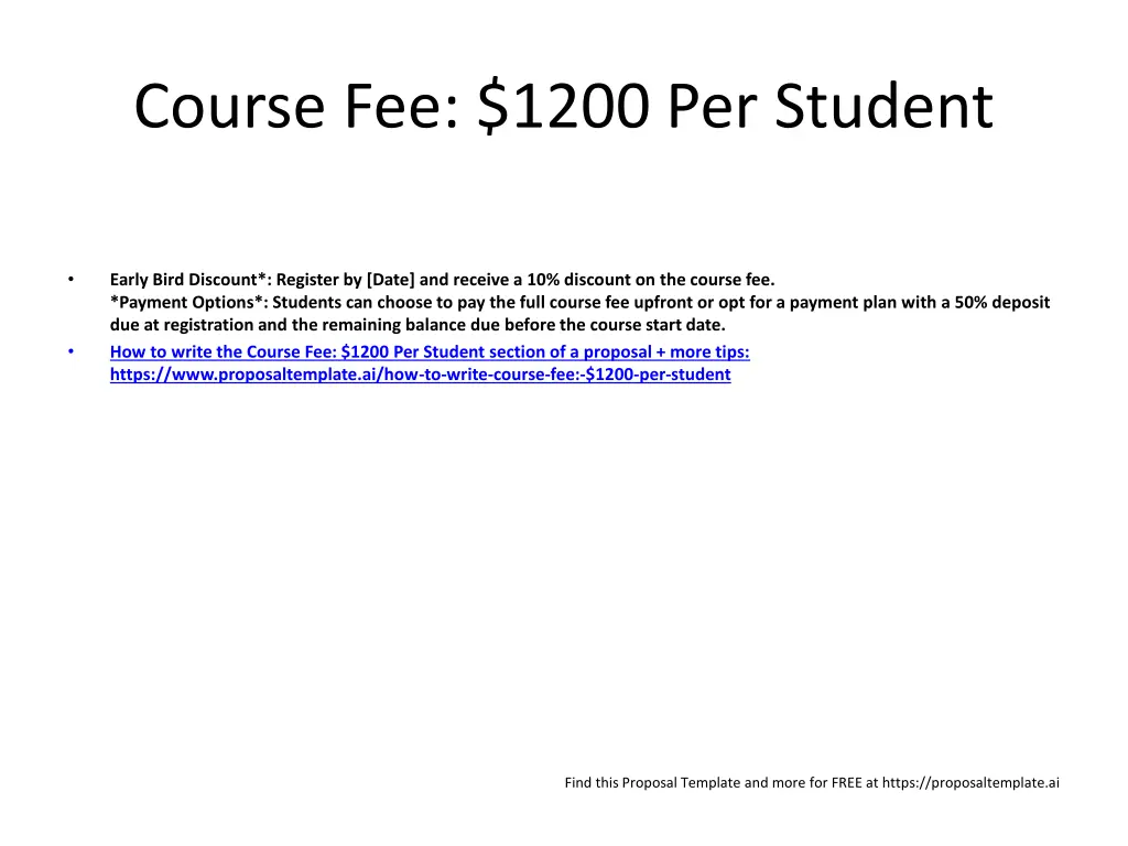 course fee 1200 per student