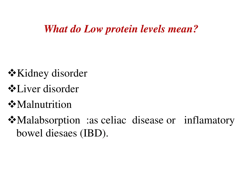 what do low protein levels mean