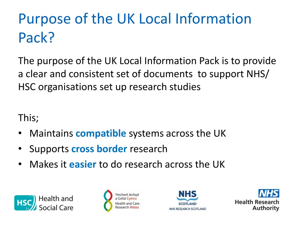 purpose of the uk local information pack