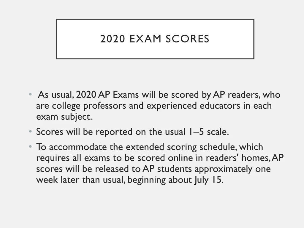 2020 exam scores