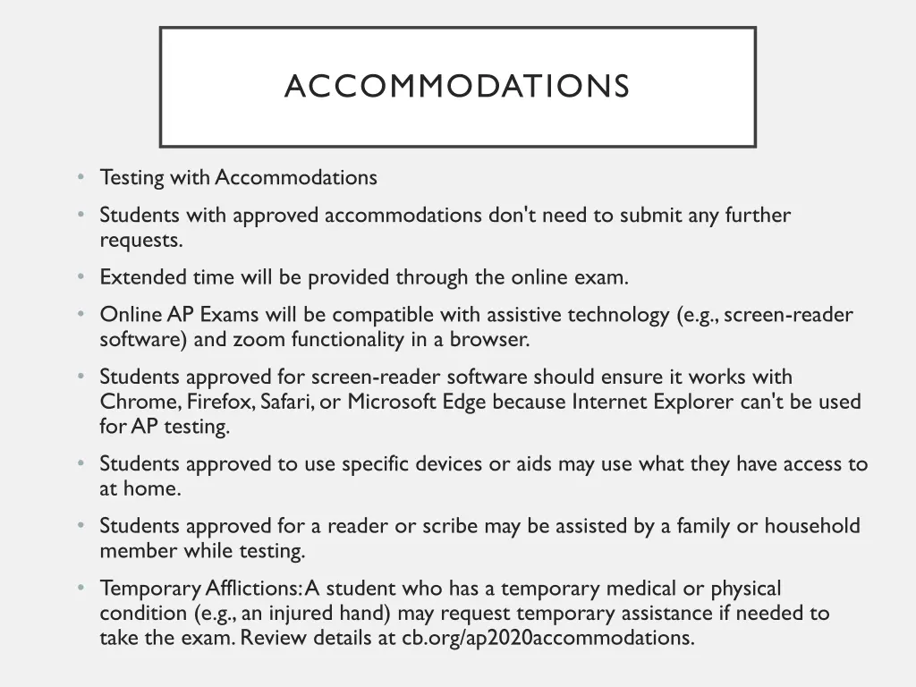 accommodations