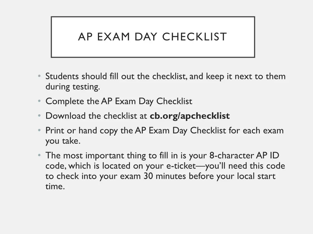 ap exam day checklist