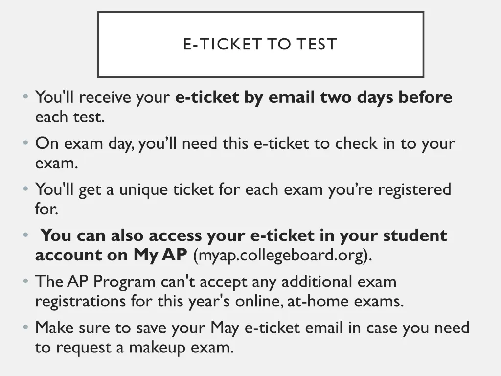 e ticket to test