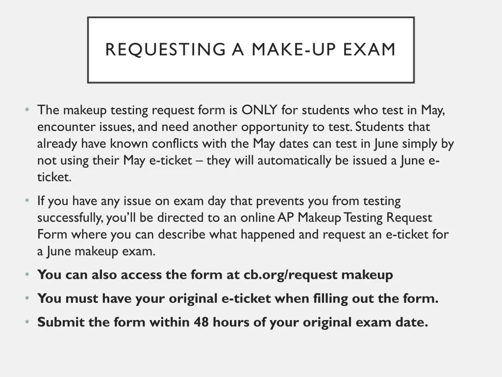 requesting a make up exam