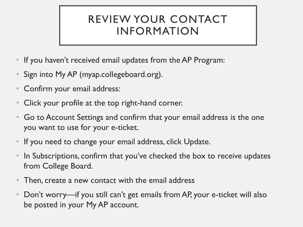 review your contact information