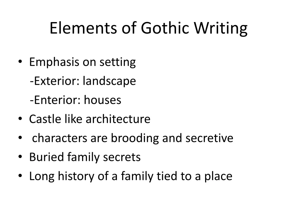 elements of gothic writing